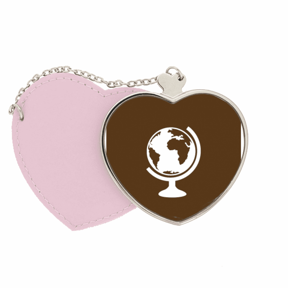 Earth World Region Geography Mirror Travel Purse Makeup Heart Pink