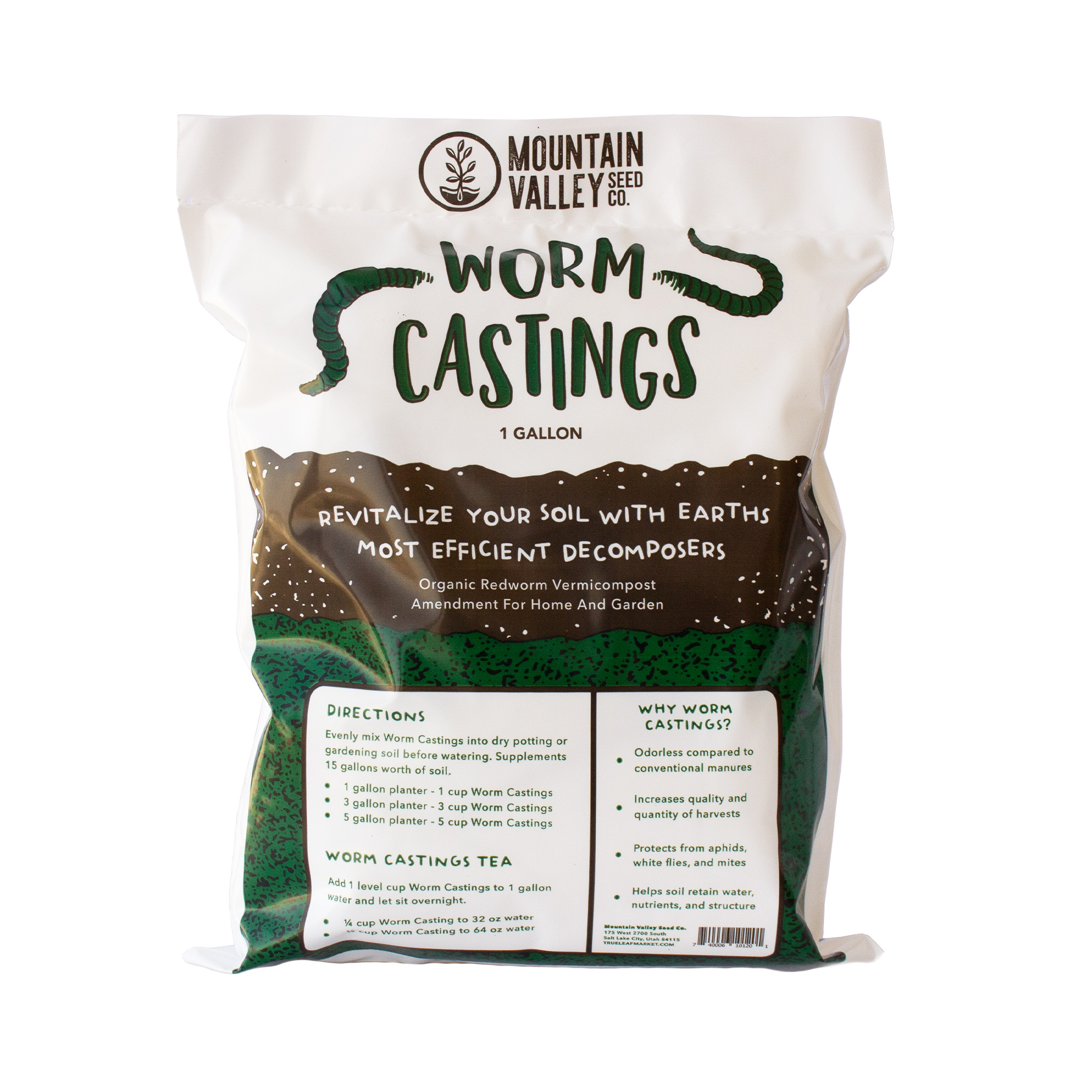 Earth Worm Castings – Organic Red Worm Compost Soil Amendment - .13 cubic foot - Approximately 1 Gallon - 6 Lbs - Organic Red Worm Vermiculture and Compost Home, Garden, Greenhouse, and Farm - image 1 of 7