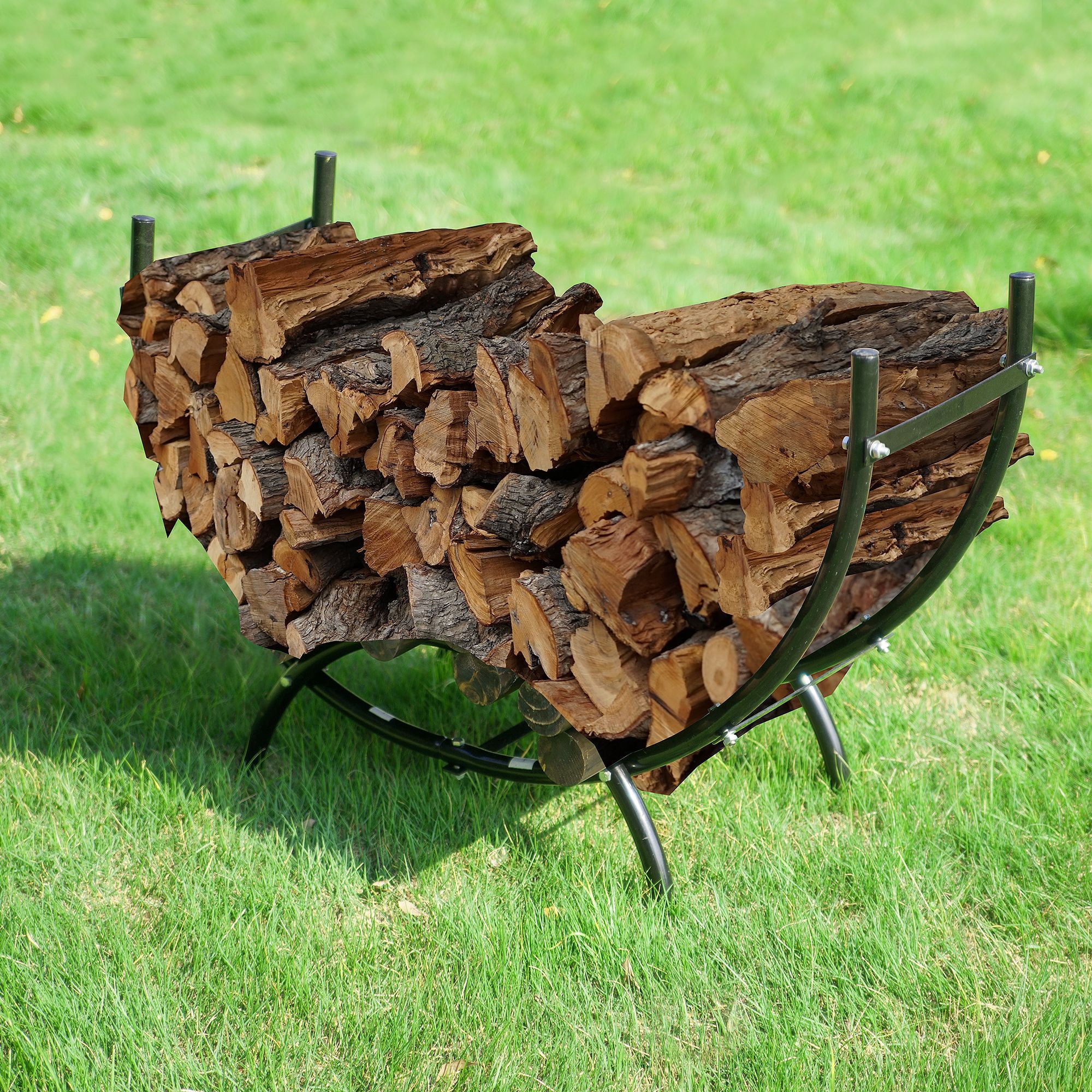 Curved Log Rack Earth Worth | Firewood Curved Log Rack | 3 FT | Black - Walmart.com