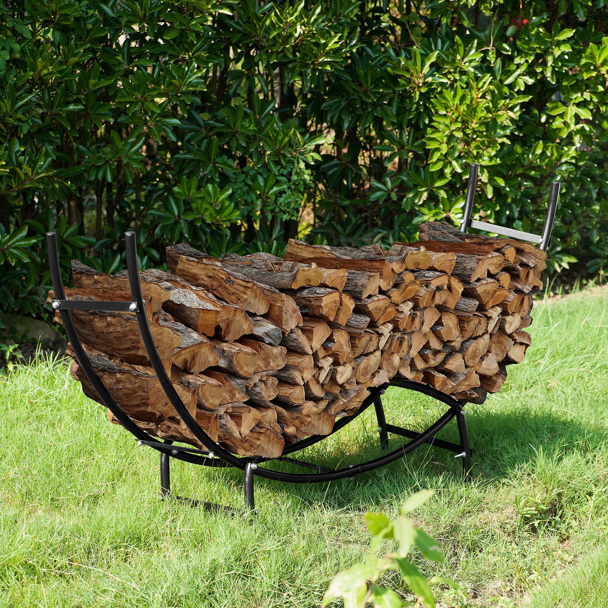 Curved Log Rack Earth Worth | Firewood Curved Log Rack | 5 FT | Black - Walmart.com