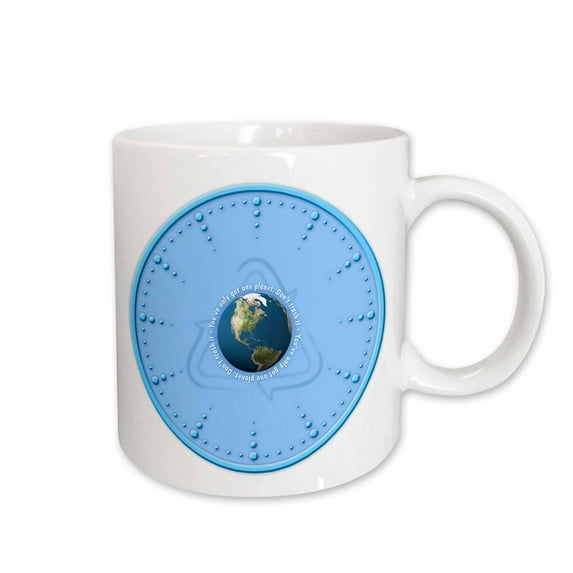 3drose, Earth You Ve Only Get One Planet Symbol with Globe and Recycle, 15oz Mug
