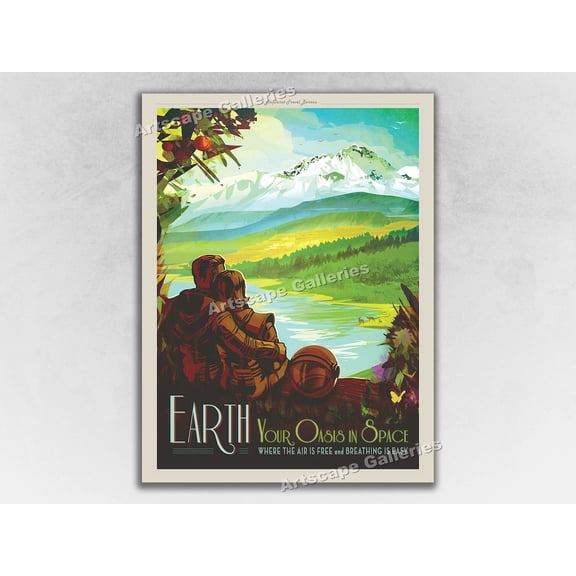 Earth Your Oasis is Space Retro JPL Outer Space Travel, Unframed Poster