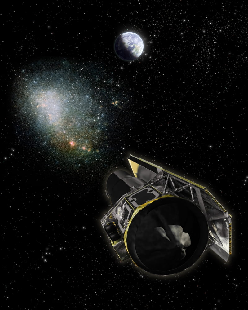 Earth a Milky Way object and the Spitzer Space Telescope Canvas Art - Stocktrek Images (25 x 31)