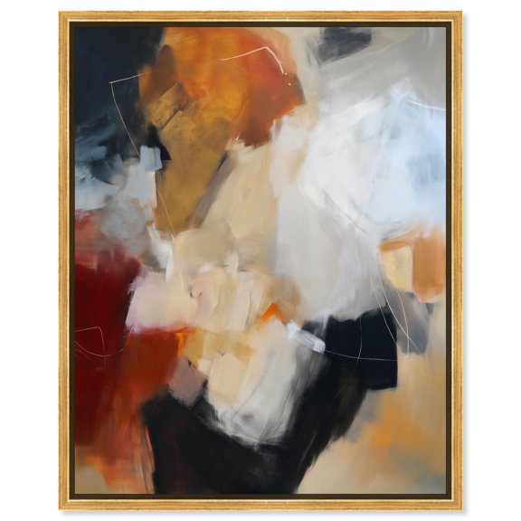Earth and Fire II Canvas Modern Abstracts by Art Remedy, Gold Frame, 36 x 45