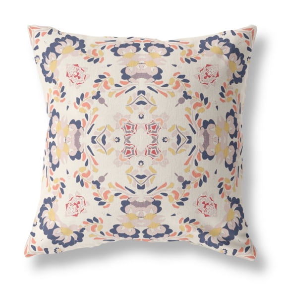 Amrita Sen Broadcloth Zippered Pillow With WhiteBlue Finish CAPL277BrCDSZP26x26