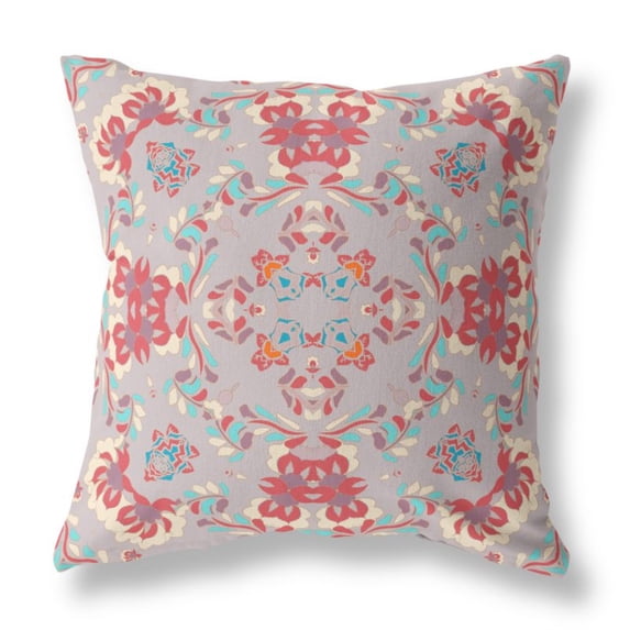 Earth and Heaven Indoor/Outdoor Pillow with Removable Cover in Purple Red 18x18