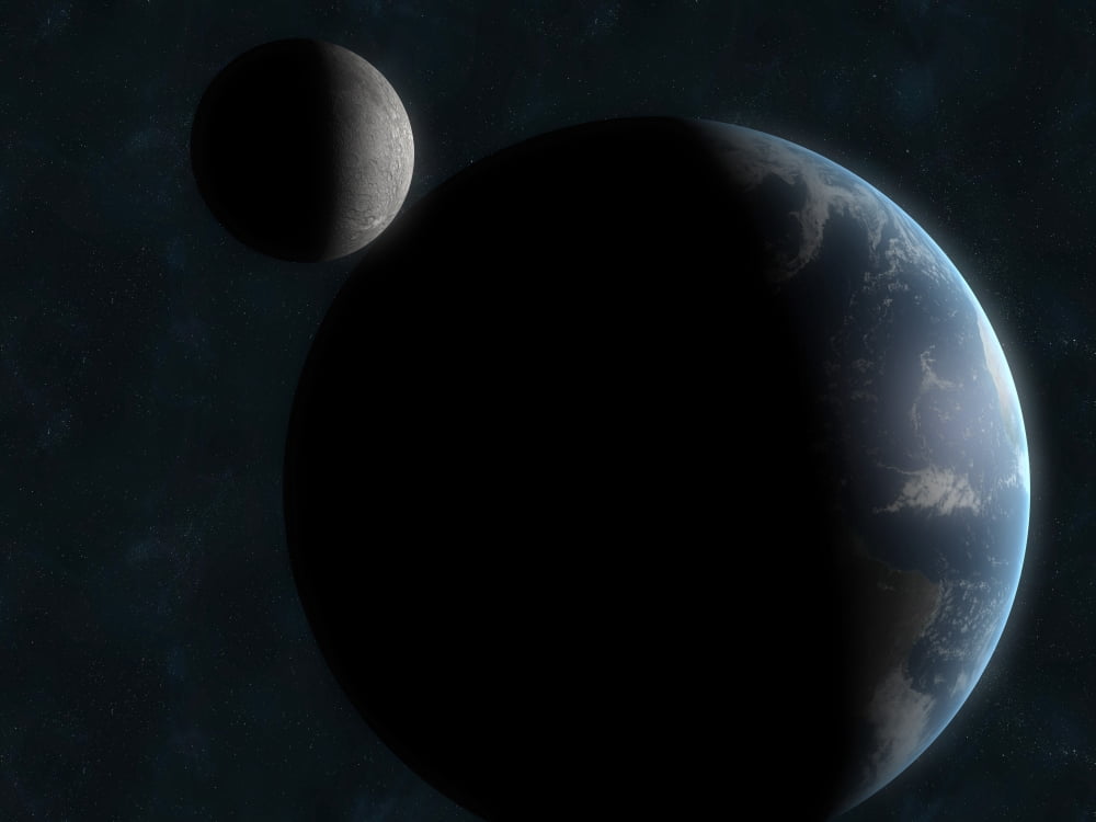Earth and the moon Canvas Art - Carbon LotusStocktrek Images (32 x 24)