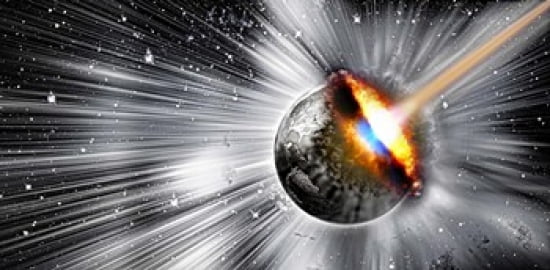 Earth hit by comet Canvas Art - Panoramic Images (24 x 12)