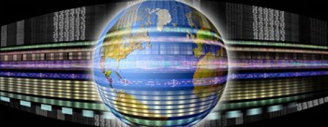 Earth in digital steam Canvas Art - Panoramic Images (15 x 6)