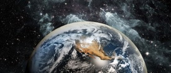 Earth in space Canvas Art - Panoramic Images (30 x 13)