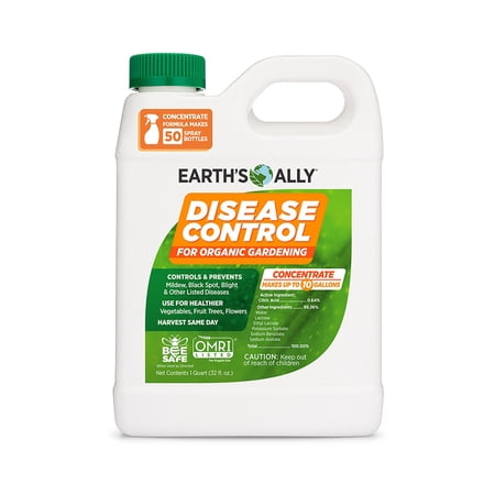 Earth's Ally Disease Control Concentrate for Plants Concentrate 32 oz | Fungicide Treatment for Powdery Mildew, Blight, Black Spot, Fungus - Use on Plant & Rose Diseases & More