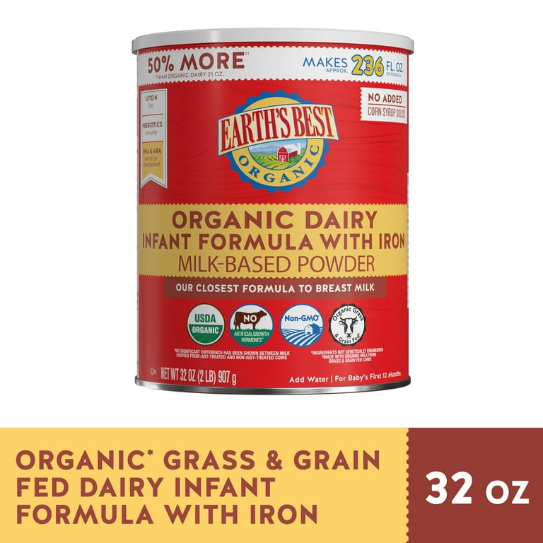 Earth's Best Organic Dairy Powder Baby Formula with Iron DHA ARA