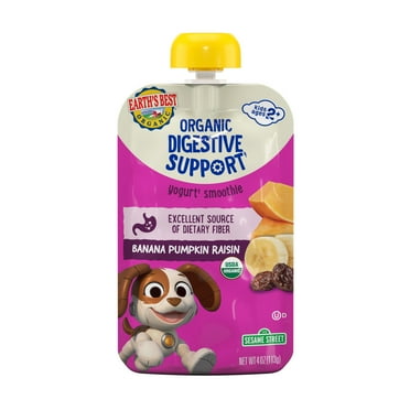 Earth's Best Organic Digestive Support Toddler Food, Banana Pumpkin Raisin Smoothie, 4 oz Pouch