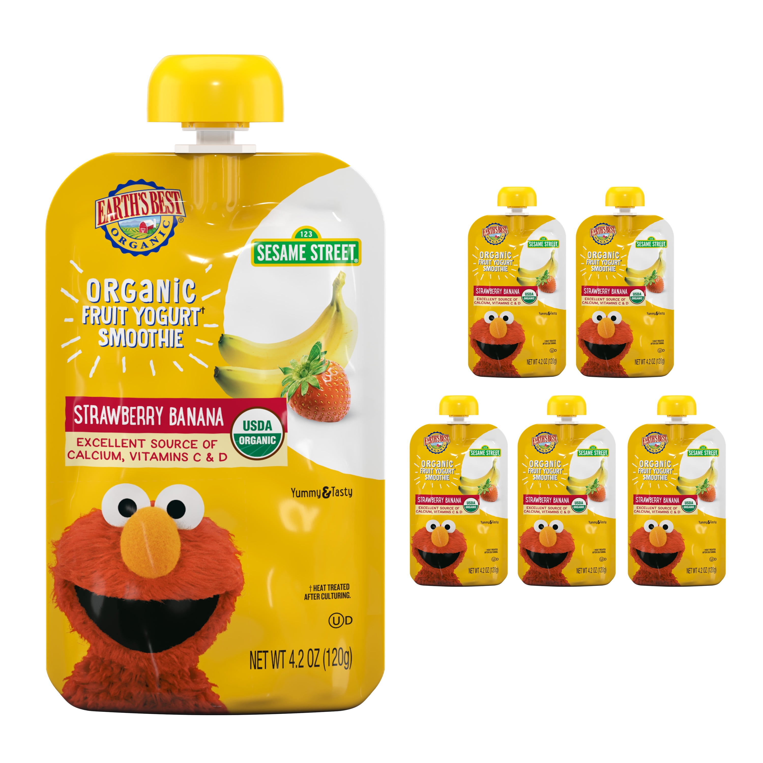Earth's Best Organic Fruit Yogurt Smoothie Toddler Food, Strawberry Banana, 4.2 oz Pouches (6 Pack)