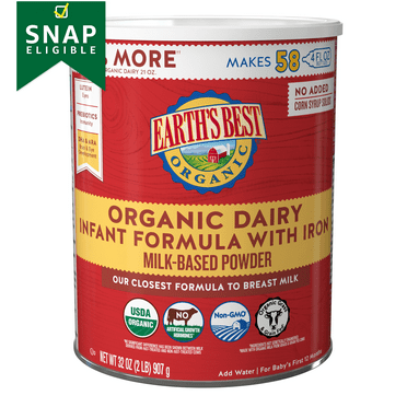 Earth's Best Organic Dairy Powder Baby Formula with Iron - DHA & ARA, 32 oz Canister