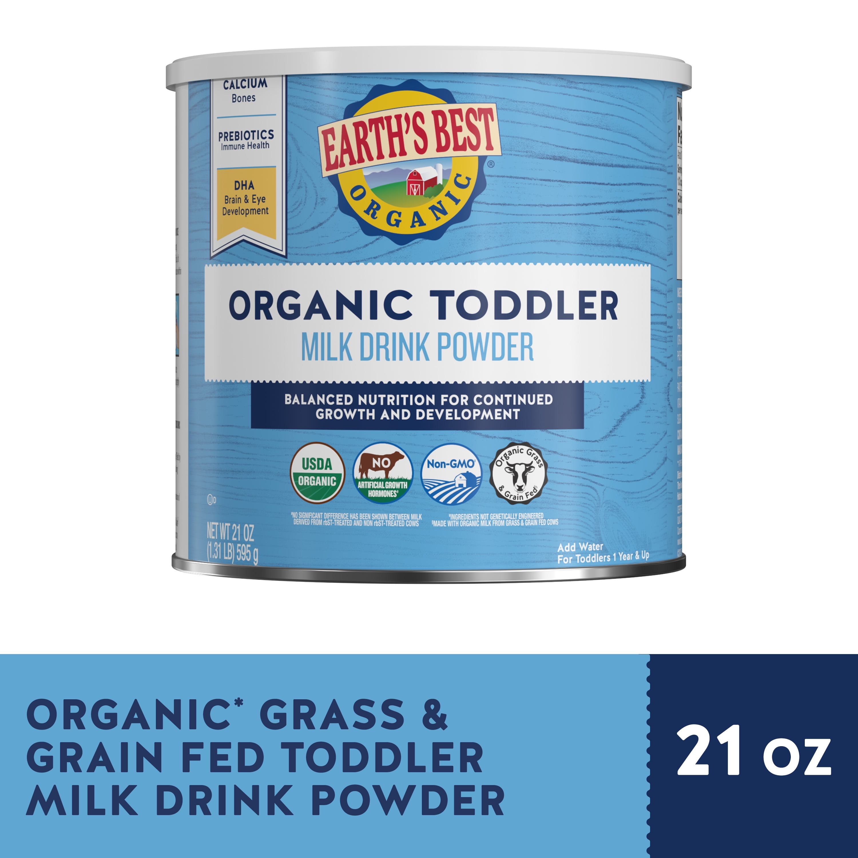 Earth's Best Organic Milk Drink Powder Toddler Formula with Iron - DHA, 21 oz Canister