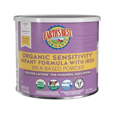 Earth's Best Organic Sensitivity Powder Baby Formula with Iron DHA & ARA, 21 oz Canister
