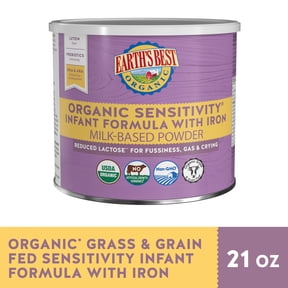 Earth's Best Organic Sensitivity Powder Baby Formula with Iron DHA & ARA, 21 oz Canister