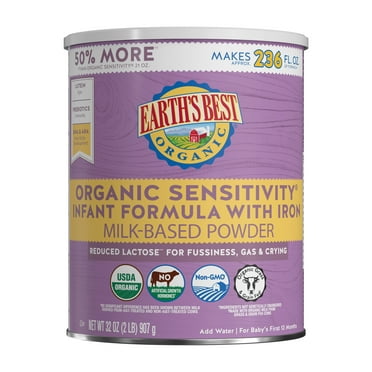 Earth's Best Organic Sensitivity Powder Baby Formula with Iron DHA & ARA, 32 oz Canister