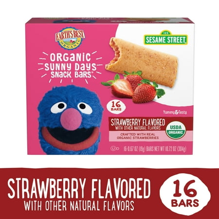 Earth's Best Organic Sesame Street Strawberry Sunny Days Snack Bars, 10.72 oz Box (16 Count)