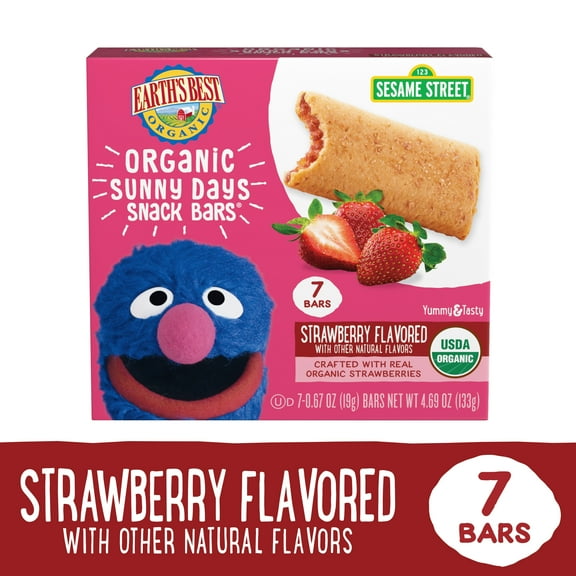 Earth's Best Organic Sesame Street Strawberry Sunny Days Snack Bars, 4.69 oz Box (7 Count)