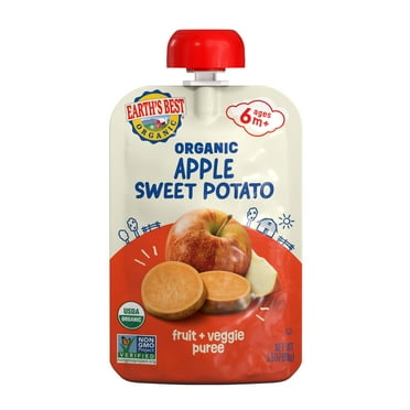 Earth's Best Organic Stage 2 Baby Food, Apple Sweet Potato Puree, 3.5 oz Pouch