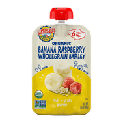 (3 pack) Earth's Best Organic Stage 2 Baby Food, Banana Raspberry Barley Fruit & Grain Puree, 3.5 oz Pouch