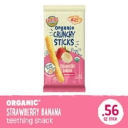 Earth's Best Organic Teething Crunchy Sticks Strawberry Banana Puffed Baby Snack, 0.56 oz Bag