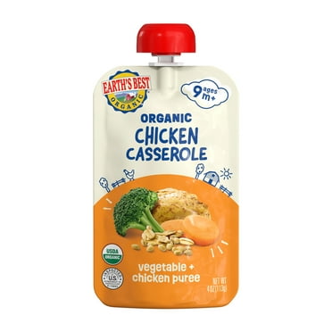Earth's Best Organic Stage 3 Baby Food, Chicken Casserole Protein & Veggie Puree, 4 oz Pouch