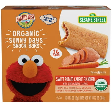 Earth's Best Organic Sweet Potato Carrot Sunny Days Toddler Snack Bars, 10.72 oz Box (16 Count)