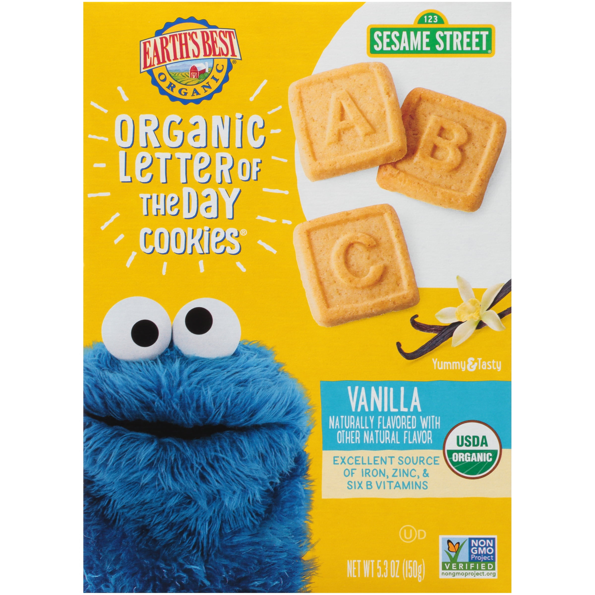 Earth's Best Earth's Best Organic Letter of the Day Toddler Snack Vanilla Cookies, 5.3 oz Box