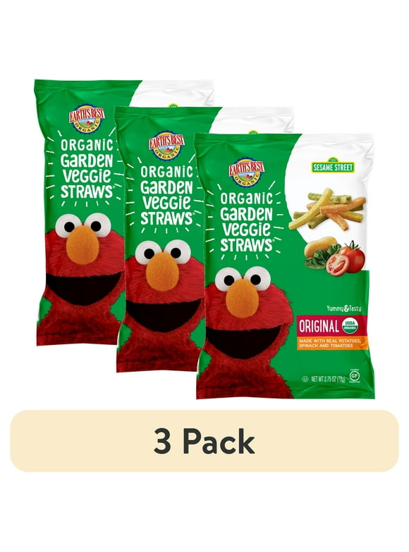 (3 pack) Earth's Best Organic Original Garden Veggie Straws Toddler Baby Snack, 2.75 oz Bag