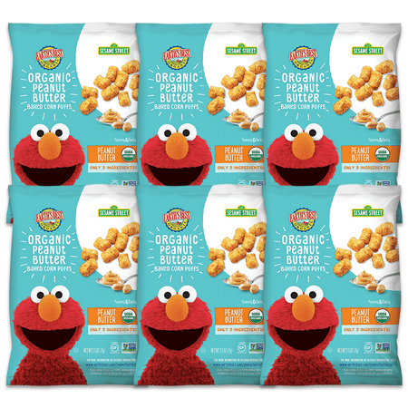 Earth's Best Organic Sesame Street Peanut Butter Baked Corn Puffs, 2.5 oz. Bag (6 Pack)