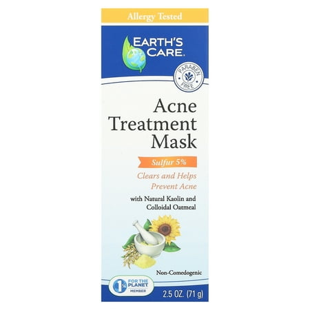 Earth’s Care Acne Treatment Mask with 5% Sulfur Natural Skincare Face Mask 2.5 Oz Tube