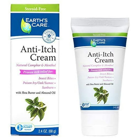 Earth’s Care Anti-Itch Cream for Itchy Skin with Shea Butter and Almond Oil 2.4 Oz