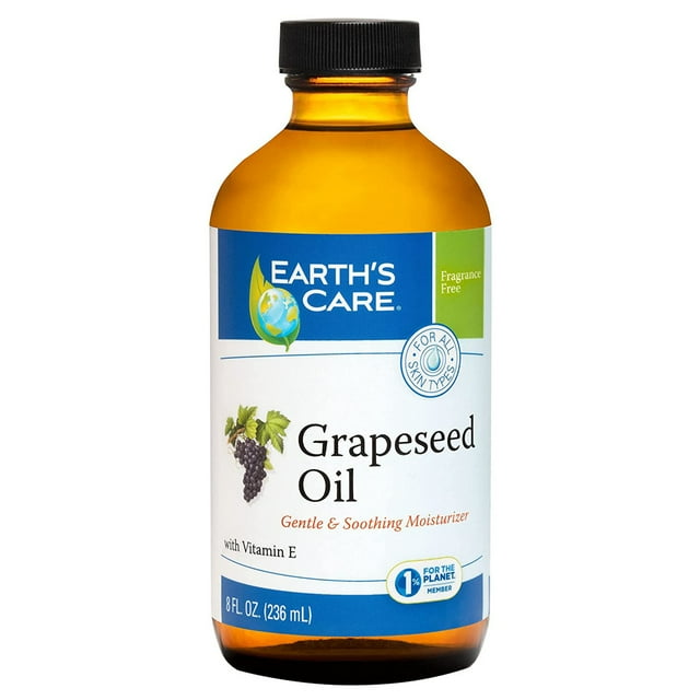 Earth's Care Grapeseed Oil for Dry Skin & Hair Moisturizer with Vitamin