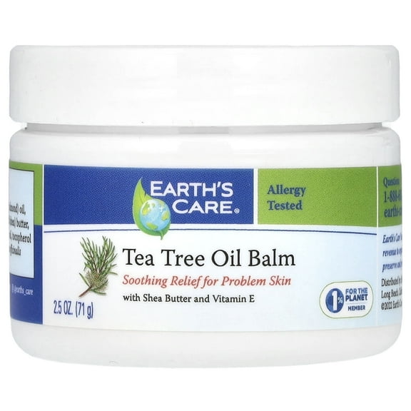 Earths Care Tea Tree Oil Balm Dry Skin Moisturizer with Shea Butter & Vitamin E, 2.5 Oz