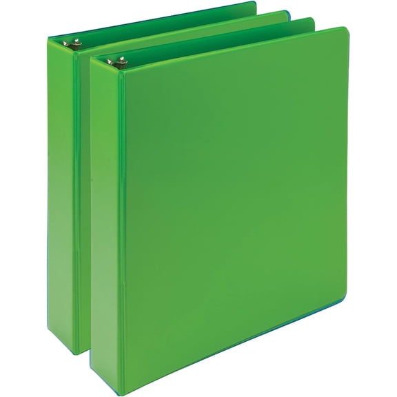 Earths Choice, Durable Fashion Color 3 Ring View Binder, 1.5 Inch Round Ring, Up to 25% Plant Based Plastic, Eco-Friendly, USDA Certified Biobased, Lime Green, Value 2 Pack