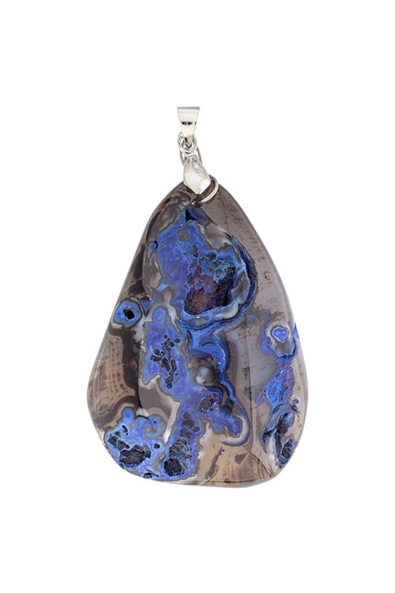 Earth's Jewel 50mm Blue Semi-Precious Agate Pendant