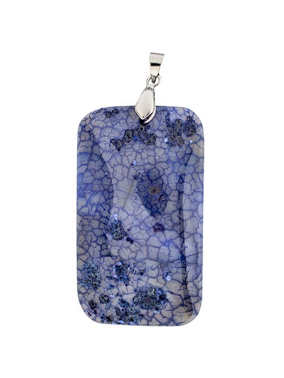 Earth's Jewel 55mm Blue Semi-Precious Rectangle Agate Pendant