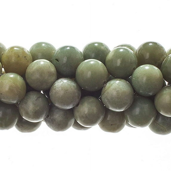 Earth's Jewel Semi-Precious 8mm Green Jasper Natural Round Strung Bead