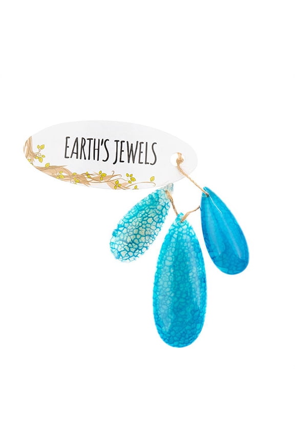 Earth's Jewels 15x35-20x5mm Blue Agate Semi-Precious Teardrop Pendants