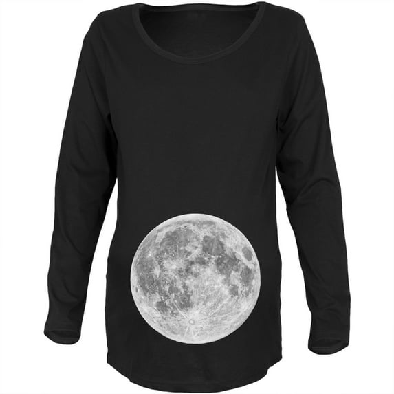 Earth's Moon Costume Maternity Soft Long Sleeve T-Shirt - 2X-Large