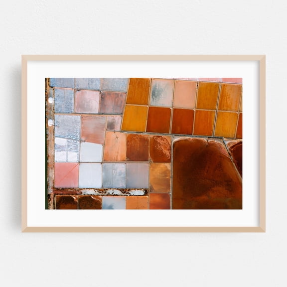 Earth's Patchwork - Sicily Italy Photography Abstract Geometric Pattern Landscape Minimalist Oak Framed Wall Art Print 5 x 7 inches