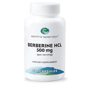 Earths Splendor Berberine 500mg Dietary Supplement Sugar Metabolism Support 120 Count