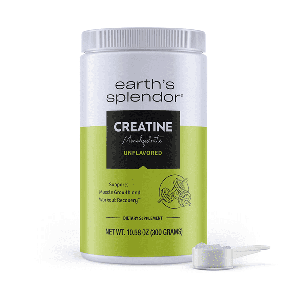 Earth's Splendor Creatine Monohydrate Powder Unflavored 60 Servings Supports Muscle Growth and Workout Recovery 1 Count
