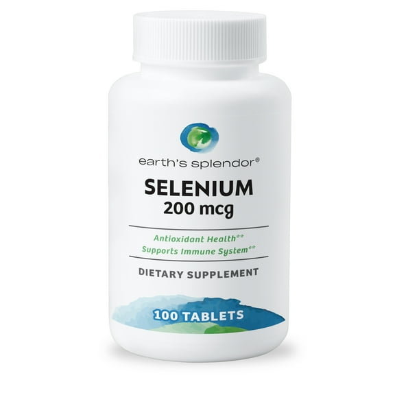 Earth's Splendor Selenium 200 mcg Dietary Supplement for Men & Women, Support Antioxidant Health and Immune System (100 Tablets, 3+ Month Supply)