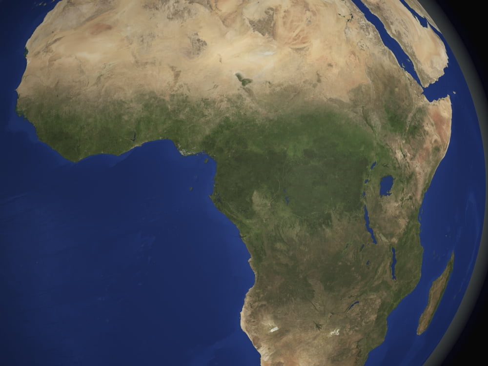 Earth showing landcover over Africa Canvas Art - Stocktrek Images (33 x 25)