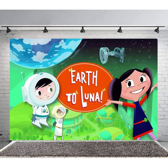 Earth to Luna Backdrop Banner Party Supplies Poster Movie Theme Background for Photography Birthday Decorations