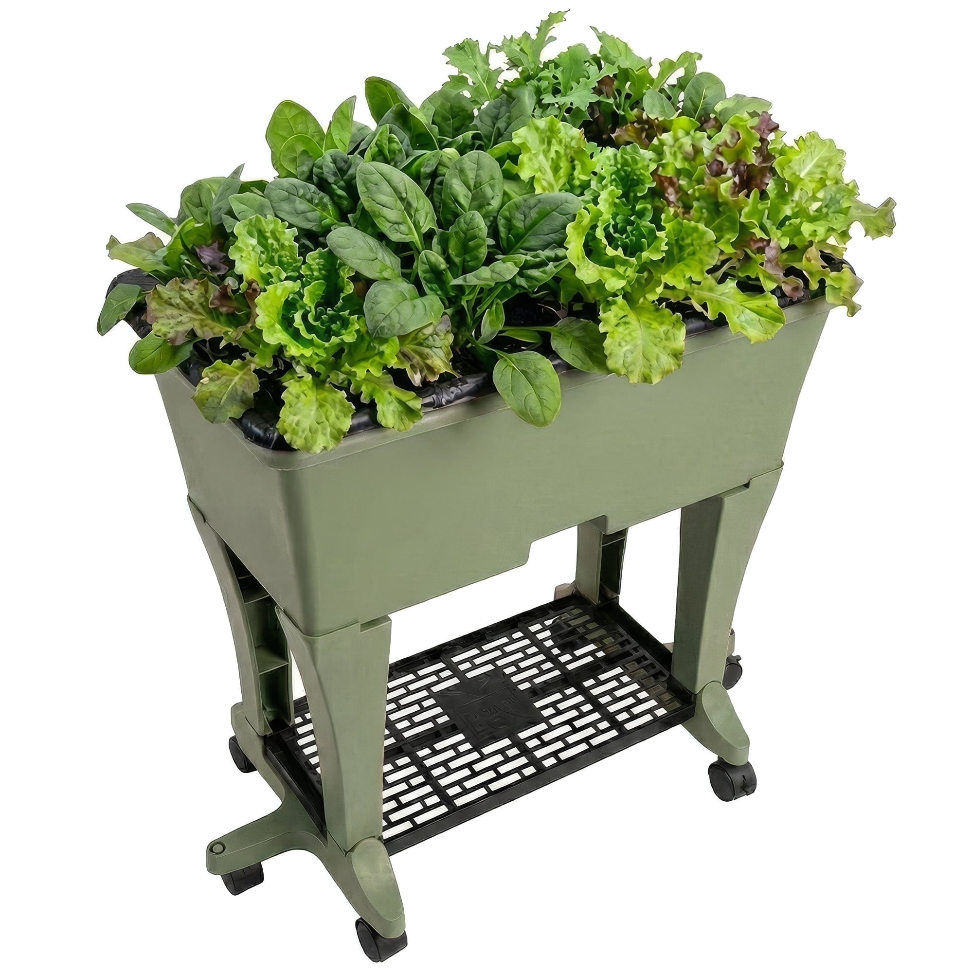 EarthBox Elevated Raised Garden Bed with Legs and Wheels, Self-Watering Planter Box with Premium Plant Food - Sage